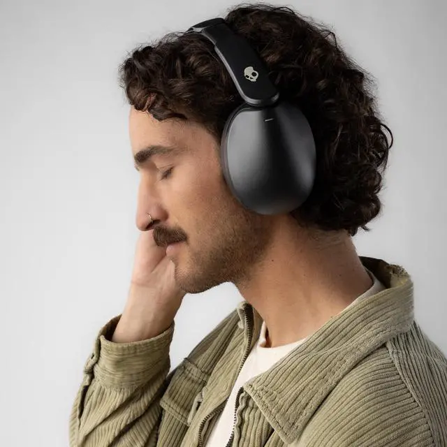 Alt view image 12 of 14 - Skullcandy Wireless Headphones - Stereo - Mini-phone (3.5mm) - Wired/Wireless - Bluetooth - 32 Ohm - 20 Hz to 20 kHz - Over-the-ear, Over-the-head - Binaural - Circumaural - True Black