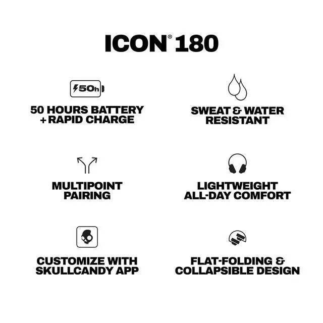 Alt view image 7 of 7 - Skullcandy Icon 180 Wireless On-Ear Bluetooth Headphones - Bone