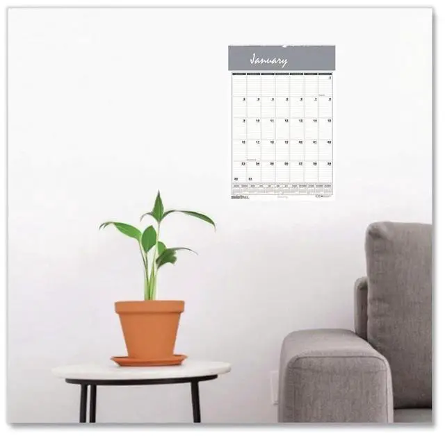 Alt view image 2 of 2 - Academic Year Bar Harbor Recycled Wirebound Monthly Wall Calendar 12 x 17 White/Blue Sheets 12-Month Aug-July: 2025-2026 352