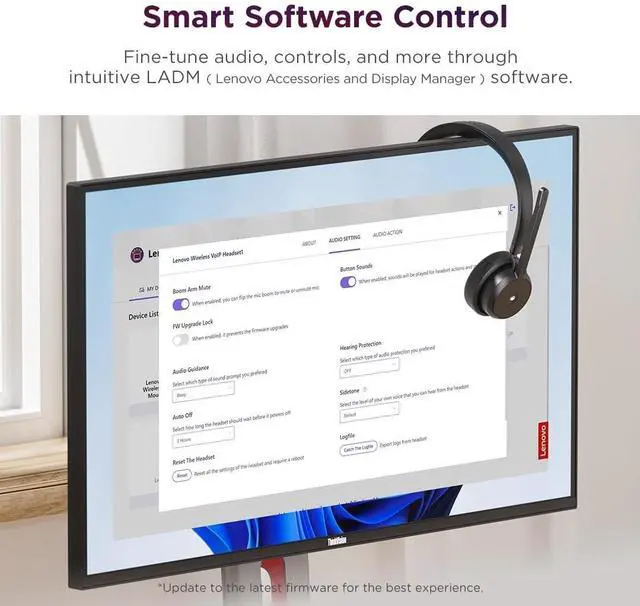 Alt view image 14 of 14 - Lenovo Wireless VoIP Headset (USB-A, Teams)