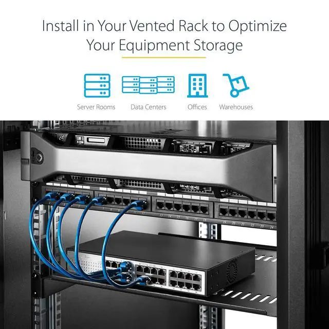 Alt view image 5 of 7 - StarTech 2-Pack 1U Server Rack Shelf Vented Rackmount Cantilever Tray for 19" Network Rack or Cabinet 10" Deep Up to 44lb Each