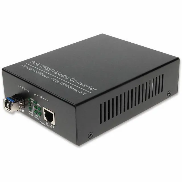 Alt view image 5 of 5 - AddOn 10/100/1000Base-TX(RJ-45) to 1000Base-LX(LC) SMF 1310nm 10km POE Media Converter - 1 x Network (RJ-45) - 1x PoE (RJ-45) Ports - Multi-mode, Single-mode - 1310 nm Fiber - Gigabit Ethernet - 10/10