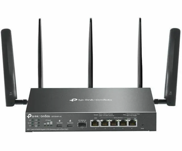 Main image of TP-Link Omada ER706WP-4G Wi-Fi 6 IEEE 802.11ax 2 SIM Cellular Ethernet Modem/Wireless Router