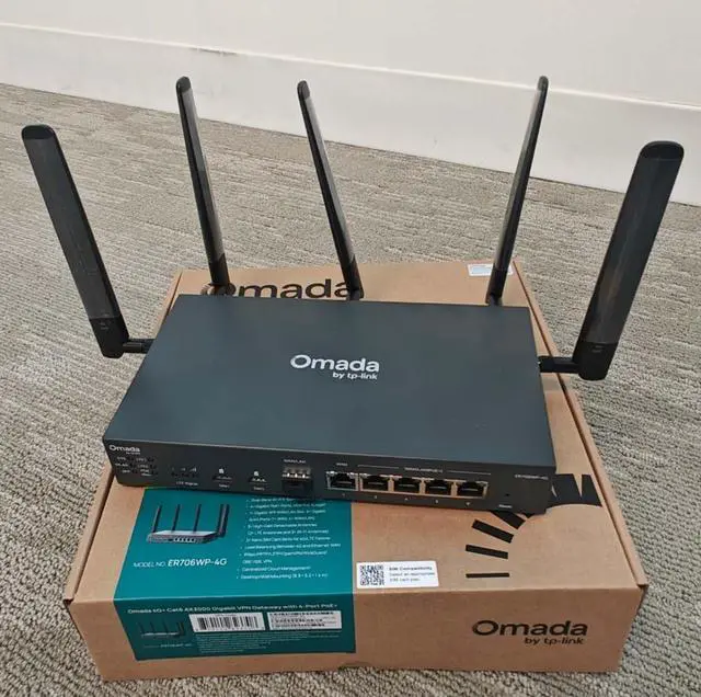 Alt view image 2 of 6 - TP-Link Omada ER706WP-4G Wi-Fi 6 IEEE 802.11ax 2 SIM Cellular Ethernet Modem/Wireless Router