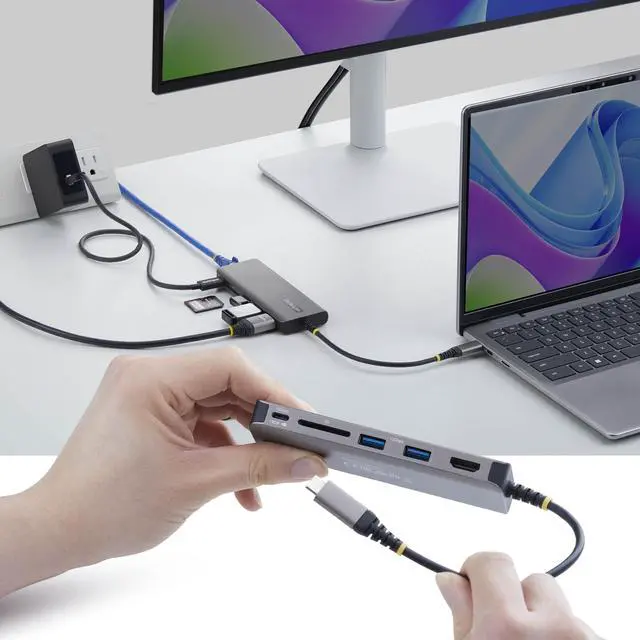 Alt view image 3 of 7 - StarTech USB-C to HDMI Multiport Adapter with 140W PD Charging 4K 60Hz 3-Port USB 10Gbps Hub SD Card Slot Type-C Mini Dock