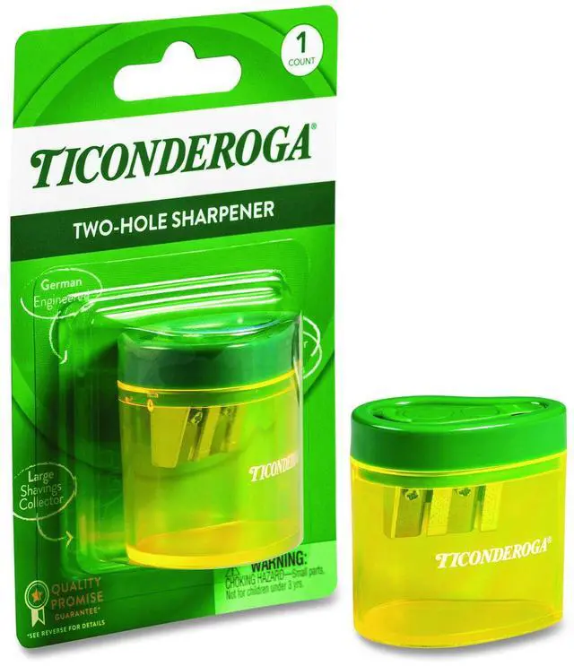 Main image of Two Hole Pencil Sharpener 2 x 2 x 1.25 Green/Yellow X392010001