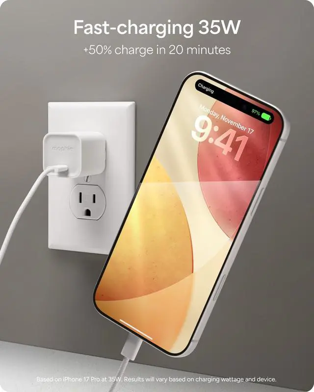 Alt view image 2 of 6 - Mophie Speedport?35 GAN USB-C Charger Block - 35W Fast Wall Charger