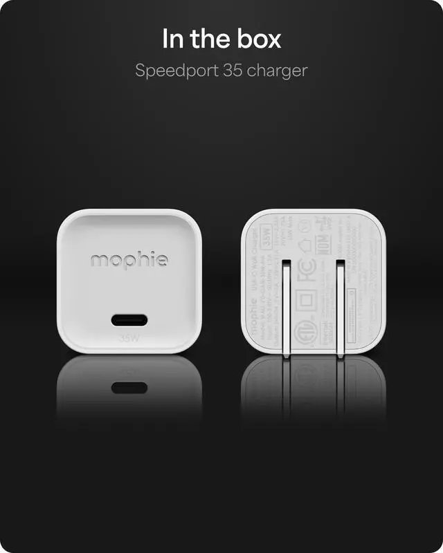 Alt view image 5 of 6 - Mophie Speedport?35 GAN USB-C Charger Block - 35W Fast Wall Charger