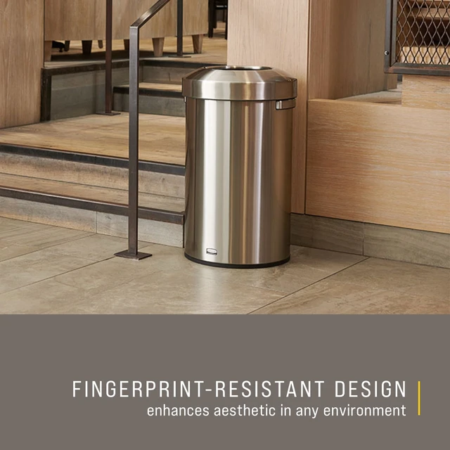 Alt view image 2 of 7 - Refine Series Waste Receptacle 23 gal Plastic/Stainless Steel 2147584
