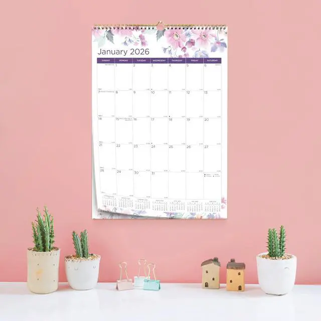Alt view image 2 of 2 - 12-Month Colorful Wall Calendar Passion Floral Artwork 12 x 17 White/Multicolor Sheets 12-Month Jan to Dec: 2026 C173126