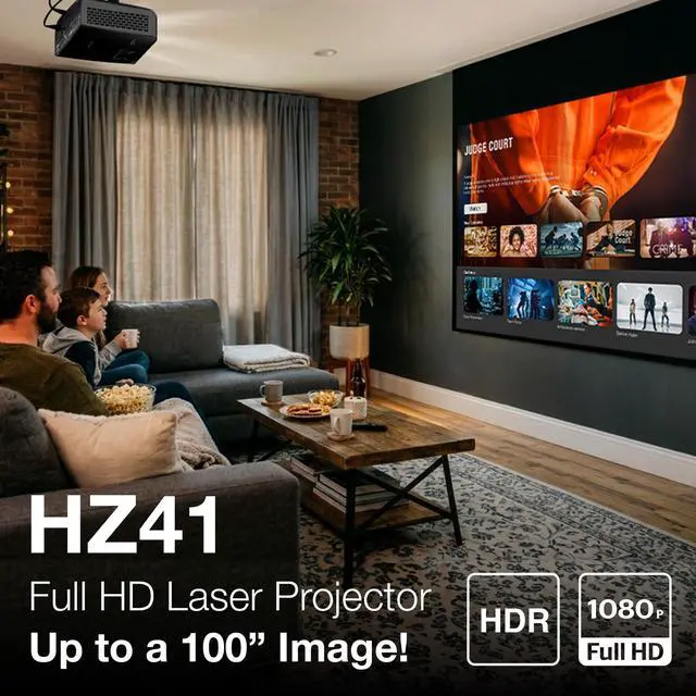 Alt view image 9 of 12 - Optoma HZ41 4600-Lumen Full HD Laser DLP Home Theater and Gaming Laser Projector - Black