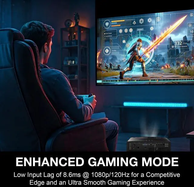 Alt view image 11 of 12 - Optoma HZ41 4600-Lumen Full HD Laser DLP Home Theater and Gaming Laser Projector - Black