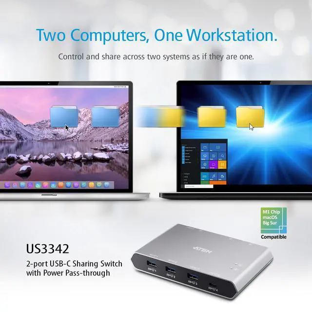 Alt view image 7 of 11 - ATEN 2-Port 4K DisplayPort USB-C KVM Dock Switch with Power Pass-through US3311