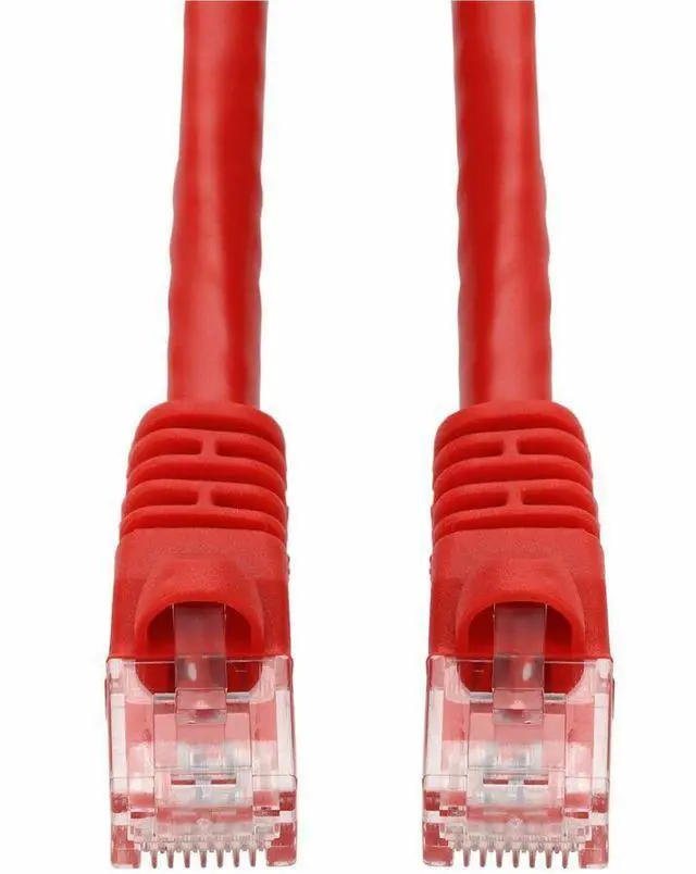 Main image of AddOn 10ft Red CAT6A PVC Ethernet Cable Snagless Bubble Boot RJ-45 M/M CAT 6A