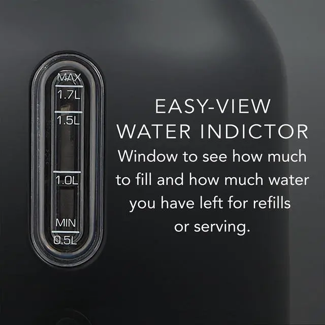 Alt view image 4 of 7 - Chef'sChoice Electric Kettle Gourmezza Stainless Steel 1500 Watts with Auto-Shutoff & Boil-Dry Protection, 1.7-Liter, Black
