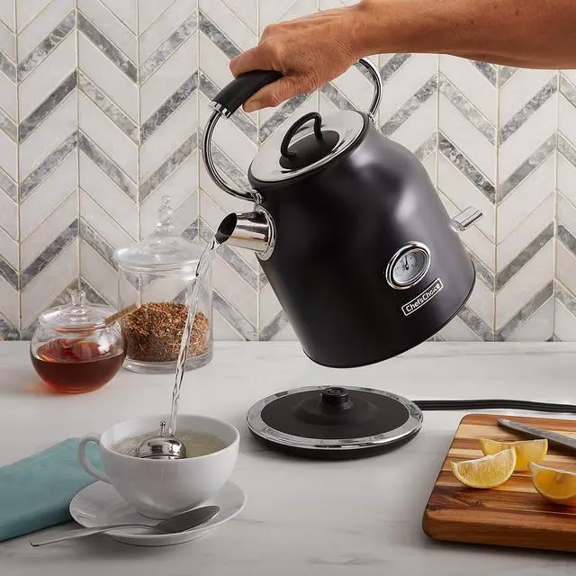 Alt view image 3 of 7 - Chef'sChoice Electric Kettle Gourmezza Stainless Steel 1500 Watts with Auto-Shutoff & Boil-Dry Protection, 1.7-Liter, Black