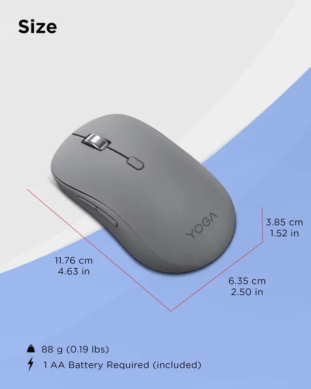 Alt view image 11 of 12 - Lenovo Yoga Bluetooth Silent Mouse (Luna Grey), For Gaming
