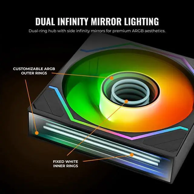 Alt view image 12 of 12 - Thermaltake Black SWAFAN 120 EX Infinity ARGB Infinity Mirror Hub and Frame PC Cooling Fan Single Pack CL-F264-PL12SW-A