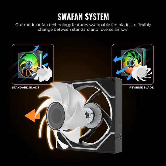 Alt view image 11 of 12 - Thermaltake Black SWAFAN 120 EX Infinity ARGB Infinity Mirror Hub and Frame PC Cooling Fan Single Pack CL-F264-PL12SW-A