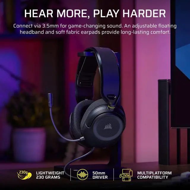 Alt view image 2 of 7 - CORSAIR HS35 V3 GAMING HEADSET, CARBON