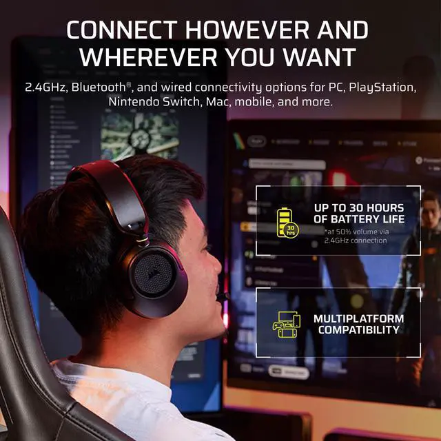 Alt view image 4 of 7 - CORSAIR HS35 V3 WIRELESS GAMING HEADSET, CARBON