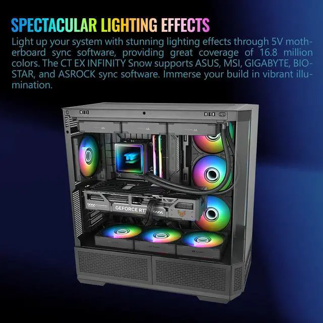 Alt view image 12 of 12 - Thermaltake CT140 EX Infinity ARGB Sync 3 Pack; Infinity Mirror Hub; 140mm x 28mm; PWM 500~1800 RPM; MagForce 2.0; 5V 3-Pin Motherboard Sync; 3-Pack; Black; CL-F242-PL14SW-A