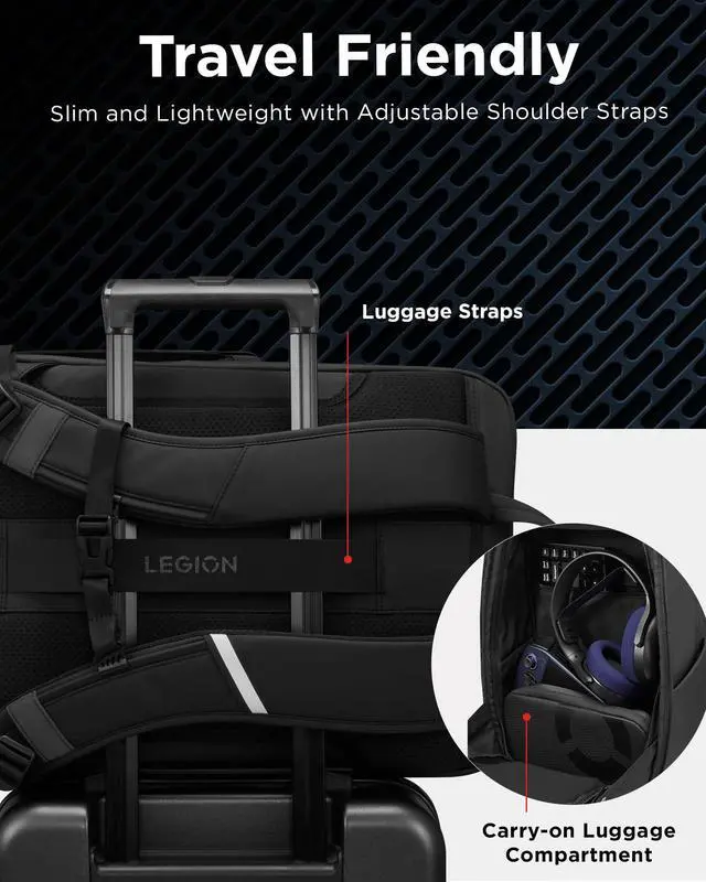 Alt view image 15 of 19 - Lenovo Legion 17" Gaming Backpack GB800 (Black), For Gaming