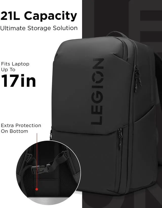 Alt view image 16 of 19 - Lenovo Legion 17" Gaming Backpack GB800 (Black), For Gaming