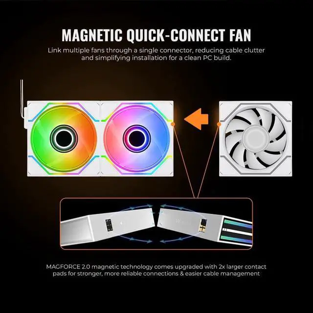 Alt view image 10 of 12 - Thermaltake SWAFAN 140 EX Infinity ARGB Sync; Infinity Mirror Hub; Infinity Mirror Frame;; PWM 500~1800 RPM; MagForce 2.0; Swappable Blades; 5V 3-Pin Motherboard Sync; 3-Pack; White; CL-F255-PL14SW-A