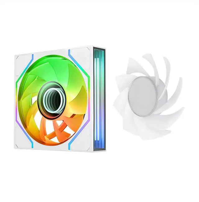 Alt view image 9 of 12 - Thermaltake SWAFAN 140 EX Infinity ARGB Sync; Infinity Mirror Hub; Infinity Mirror Frame;; PWM 500~1800 RPM; MagForce 2.0; Swappable Blades; 5V 3-Pin Motherboard Sync; 3-Pack; White; CL-F255-PL14SW-A