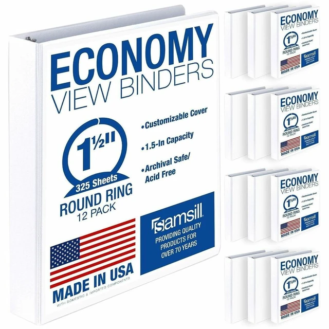 Alt view image 2 of 8 - Samsill Economy Ring Binder 1 1/2" Binder Capacity - Letter - 8 1/2" x 11" Sheet Size - 325 Sheet Capacity - 3 Ring - Fastener: Round Ring - Pocket: 2, Internal - Polypropylene, MP128557