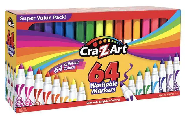 Alt view image 7 of 7 - Washable Markers Broad Bullet Tip Assorted Colors 64/Set 013424