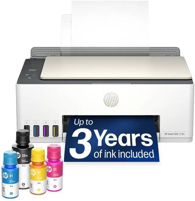 Alt view image 8 of 12 - HP Smart Tank 5100 All-in-One Inkjet Printer, Color Mobile Print, Copy, Scan Up