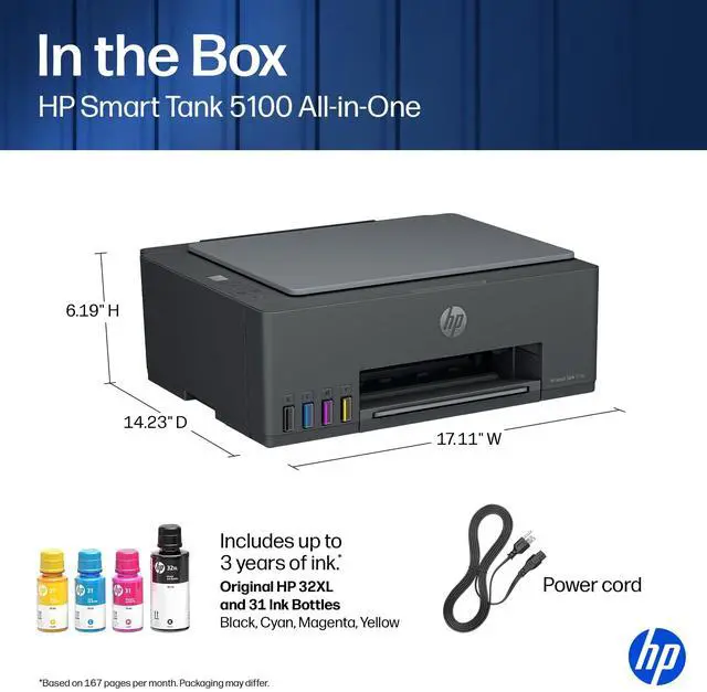 Alt view image 11 of 11 - HP Smart Tank 5100 All-in-One Inkjet Printer, Color Mobile Print, Copy, Scan Up