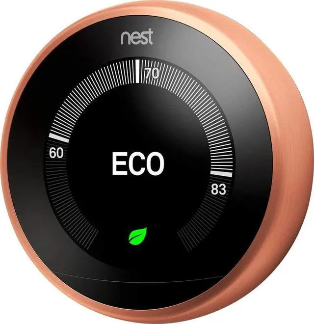 Alt view image 3 of 5 - Google Nest T3032US Learning Thermostat 3rd Gen Copper