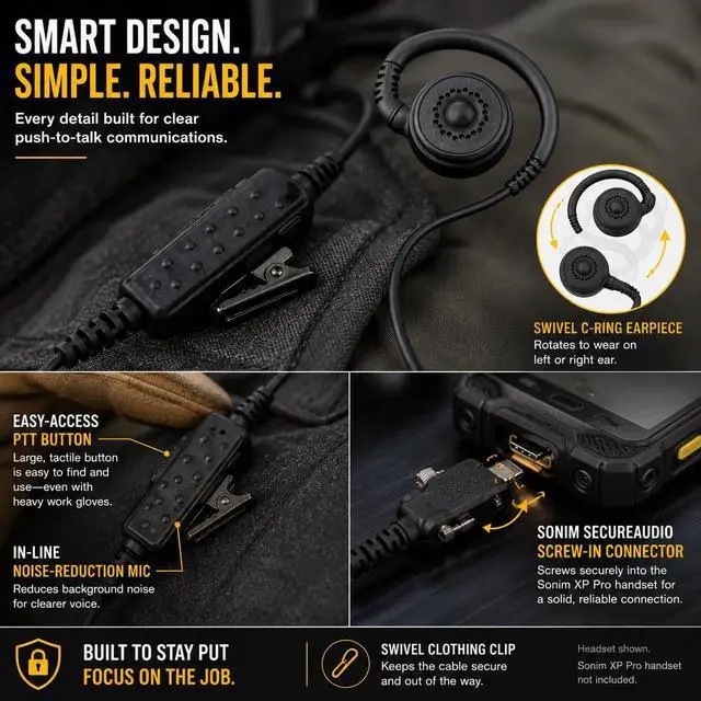 Alt view image 4 of 5 - Sonim Klein CURL Wired PTT Headset XP Pro CURL-SO4-WP