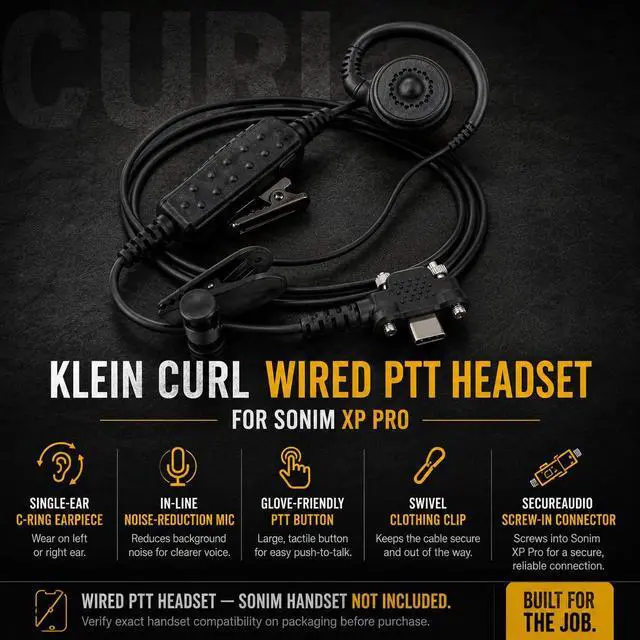 Alt view image 5 of 5 - Sonim Klein CURL Wired PTT Headset XP Pro CURL-SO4-WP