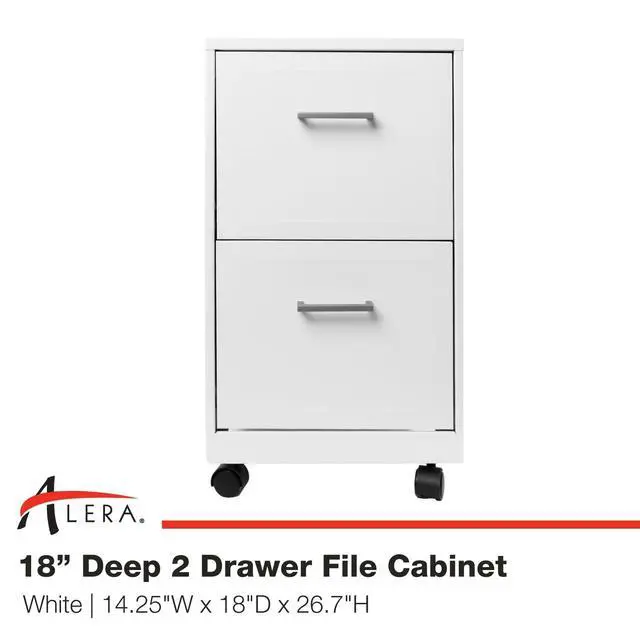 Alt view image 2 of 6 - Alera SOHO-Grade 2-Drawer Filing Cabinet, 14.25" W x 18" D x 26.7" H, White
