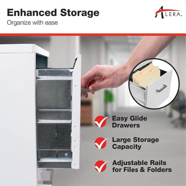 Alt view image 4 of 6 - Alera SOHO-Grade 2-Drawer Filing Cabinet, 14.25" W x 18" D x 26.7" H, White