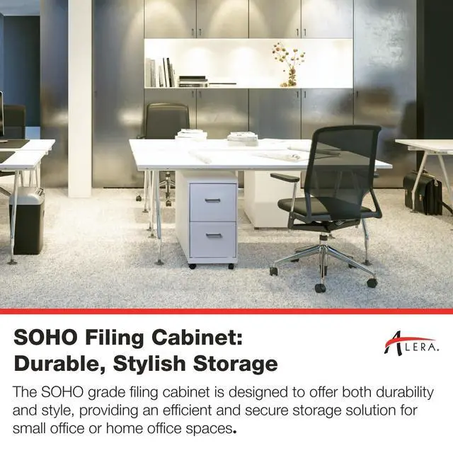 Alt view image 6 of 6 - Alera SOHO-Grade 2-Drawer Filing Cabinet, 14.25" W x 18" D x 26.7" H, White