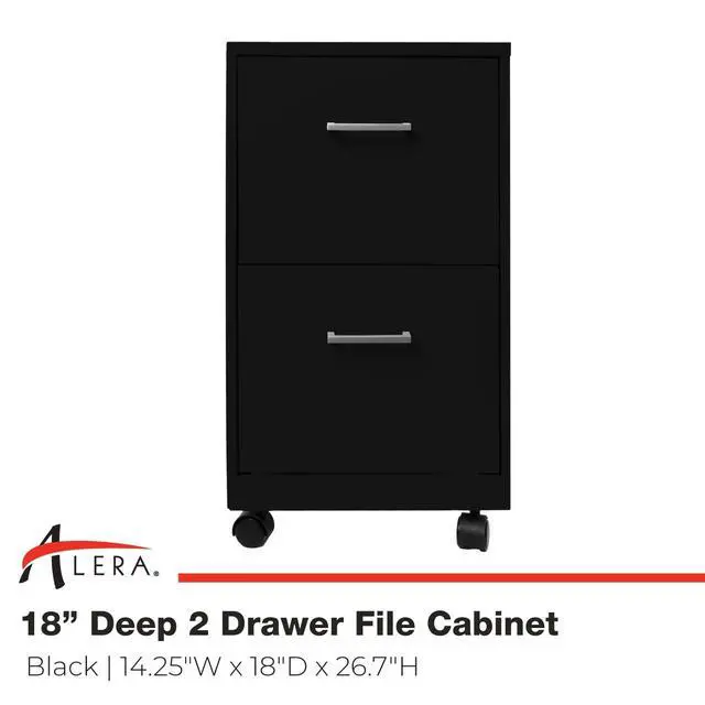Alt view image 2 of 6 - Alera SOHO-Grade 2-Drawer Vertica,Filing Cabinet for Home and Office Use, Durable Steel Construction, 14.25" W x 18" D x 26.7" H, Black