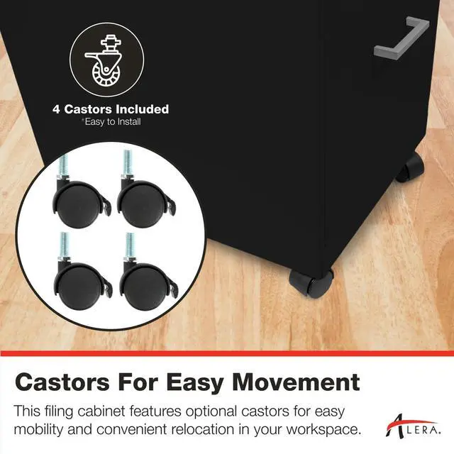 Alt view image 5 of 6 - Alera SOHO-Grade 2-Drawer Vertica,Filing Cabinet for Home and Office Use, Durable Steel Construction, 14.25" W x 18" D x 26.7" H, Black