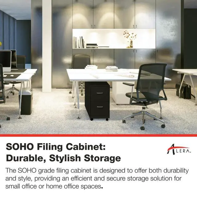 Alt view image 6 of 6 - Alera SOHO-Grade 2-Drawer Vertica,Filing Cabinet for Home and Office Use, Durable Steel Construction, 14.25" W x 18" D x 26.7" H, Black