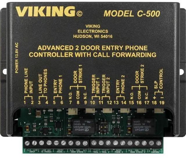 Main image of Viking Electronics Two Door Entry Phone Controller with Call Forwarding and Door Strike Controls