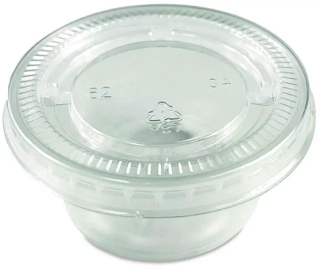 Main image of Portion Cup Lids Fits 1.5 oz to 2 oz Portion Cups Clear 100/Pack 25 Packs/Carton 60003027