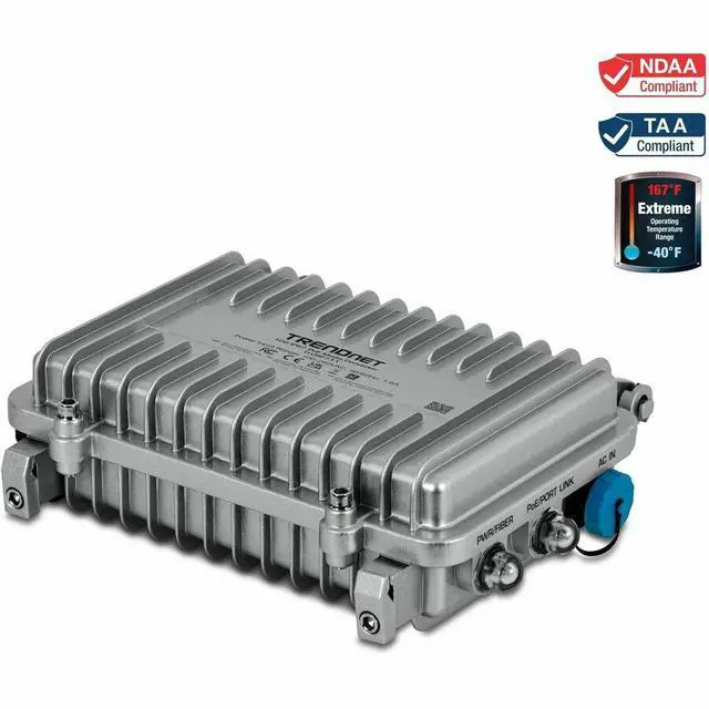 Alt view image 9 of 15 - TRENDnet Industrial Outdoor 10G SFP+ to 10G PoE++ Media Converter (95W), TI-OBF711, 1 x 10G LC Duplex Single Mode Fiber Optic Port, 1 x 10G PoE++ RJ45 Port, Up to 95W, NDAA + TAA Compliant