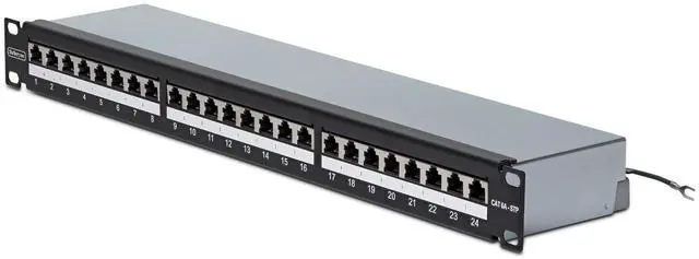 Main image of 24-PORT 1U SHIELDED CAT6A PATCH PANEL WITH METAL HOUSING COVER AND GROUNDING WIR