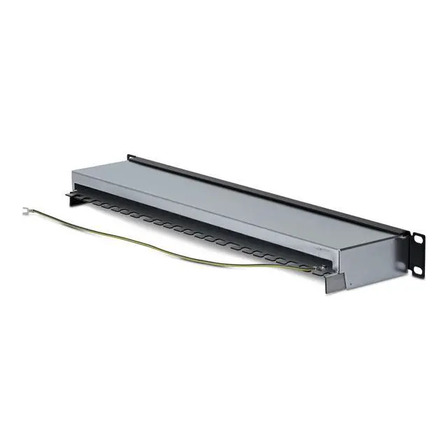 Alt view image 2 of 5 - 24-PORT 1U SHIELDED CAT6A PATCH PANEL WITH METAL HOUSING COVER AND GROUNDING WIR
