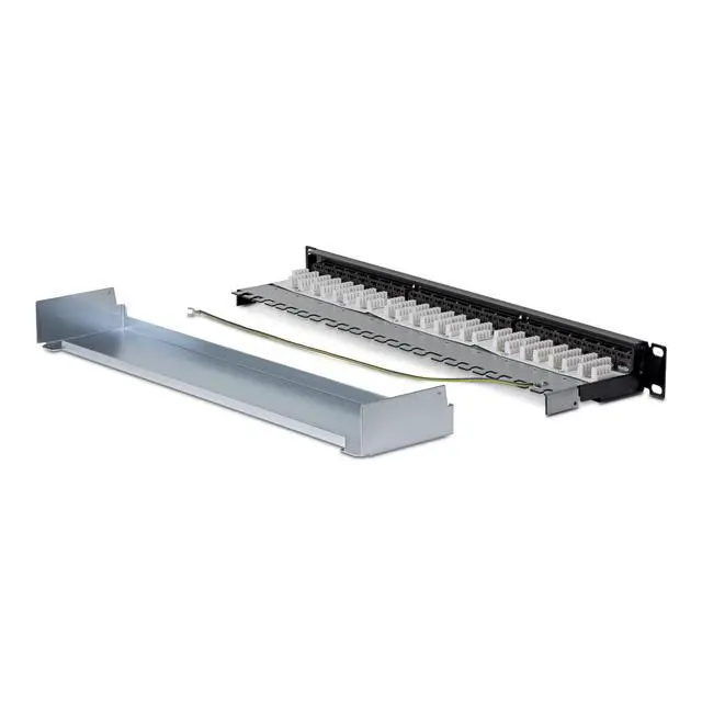 Alt view image 3 of 5 - 24-PORT 1U SHIELDED CAT6A PATCH PANEL WITH METAL HOUSING COVER AND GROUNDING WIR