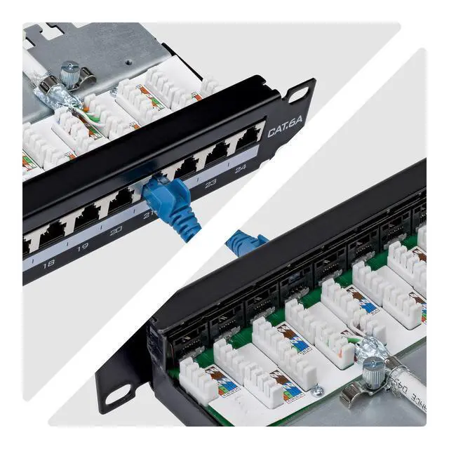Alt view image 4 of 5 - 24-PORT 1U SHIELDED CAT6A PATCH PANEL WITH METAL HOUSING COVER AND GROUNDING WIR